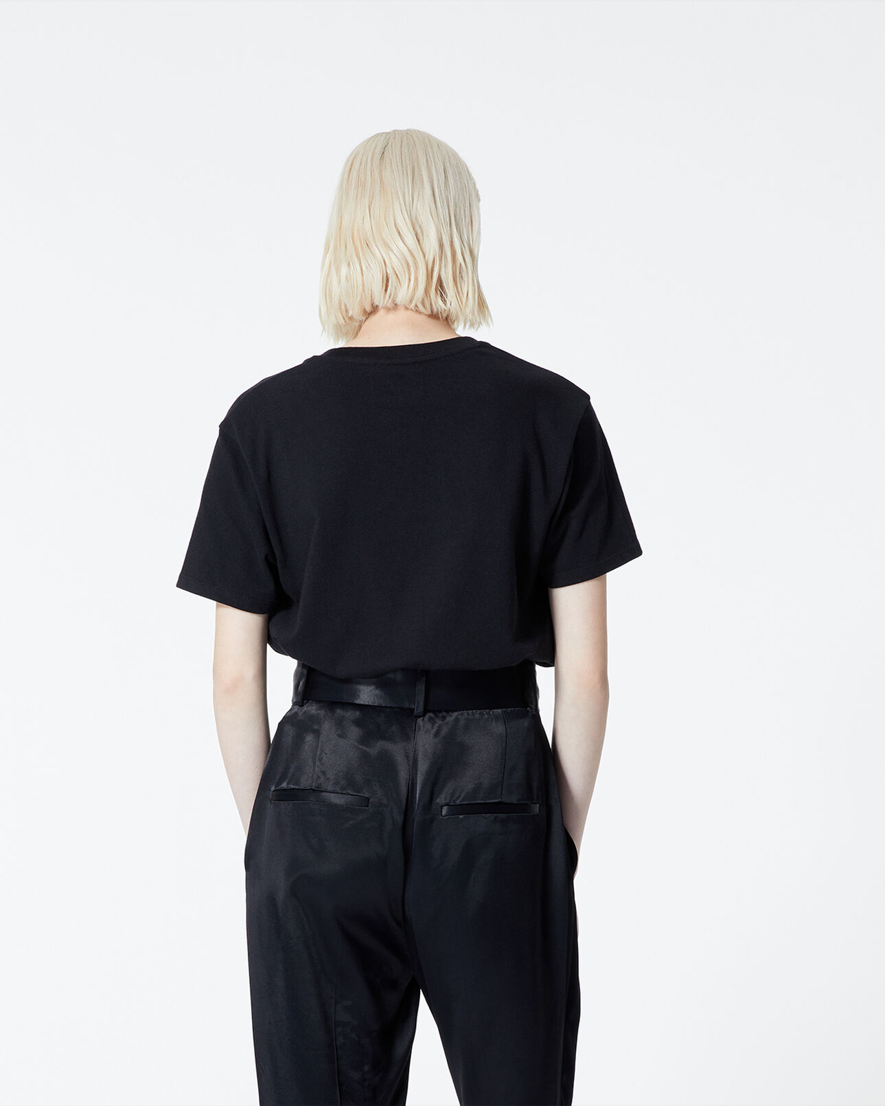 The Kooples FEMME BLACK t-shirt noir coton à logo embossé