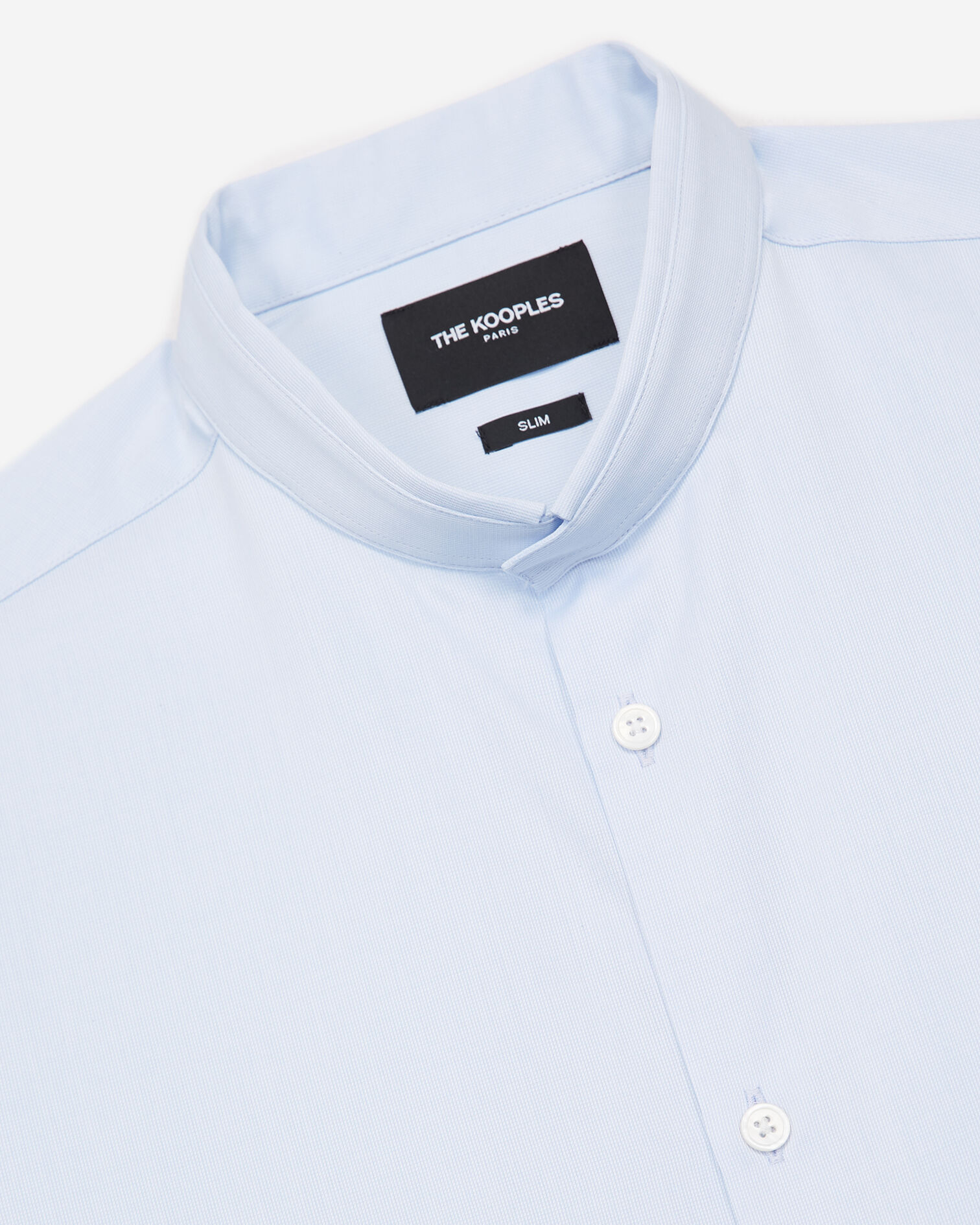 Camisa azul cuello Mao replegado algodón, SKY, hi-res image number null