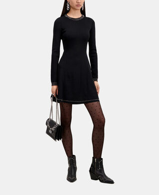 The Kooples WOMEN BLACK emily chain bag in black leather with studs