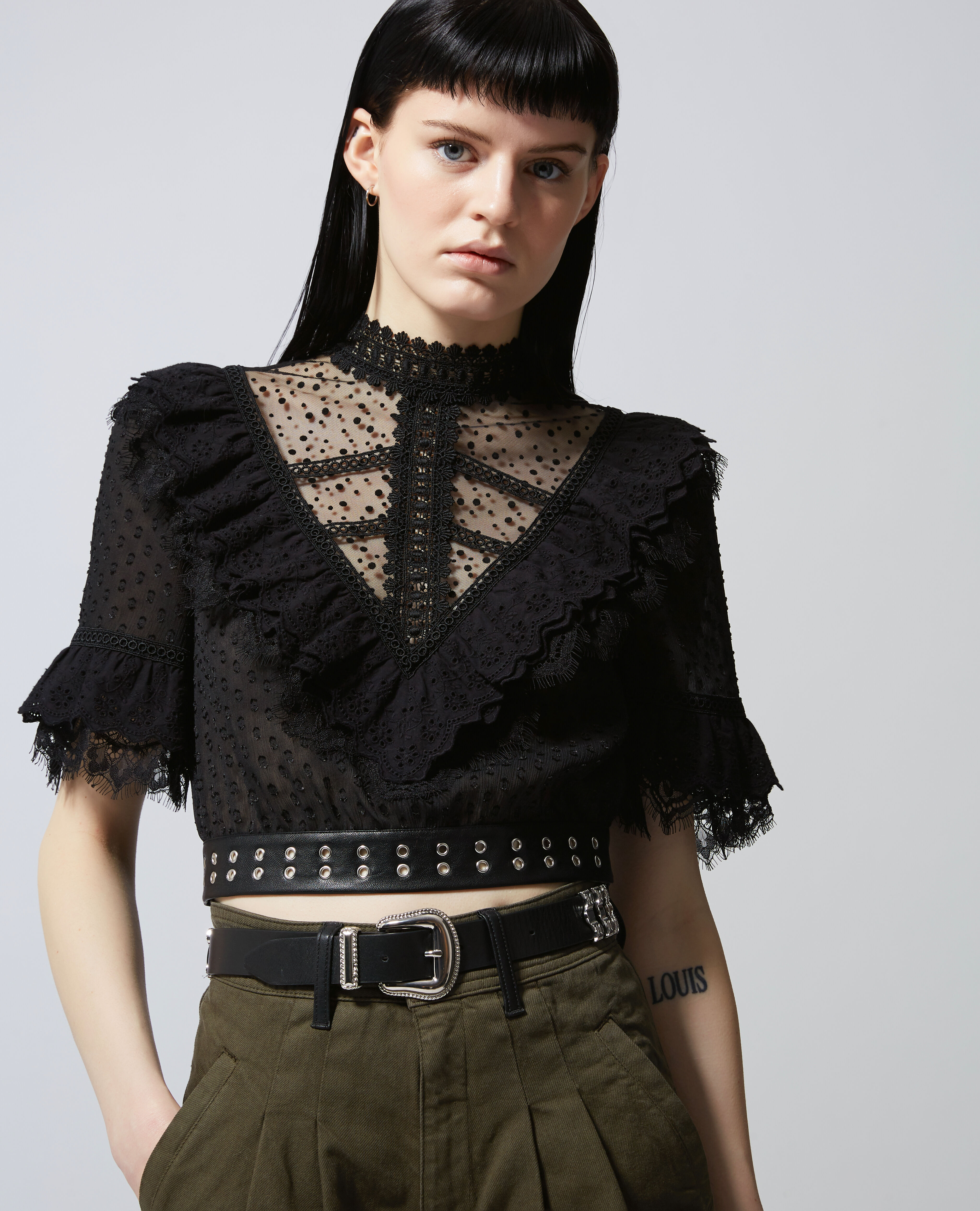 Leather lace top discount