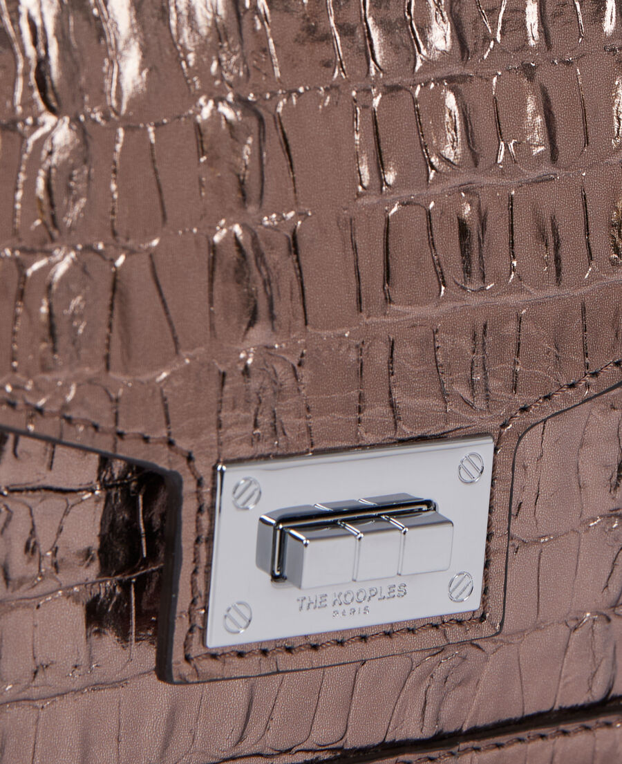 The Kooples F PINK BRONZE emily small bag in pink crocodile-effect leather