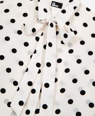 The Kooples DAMEN WHITE / BLACK weißes seidenhemd mit punkten