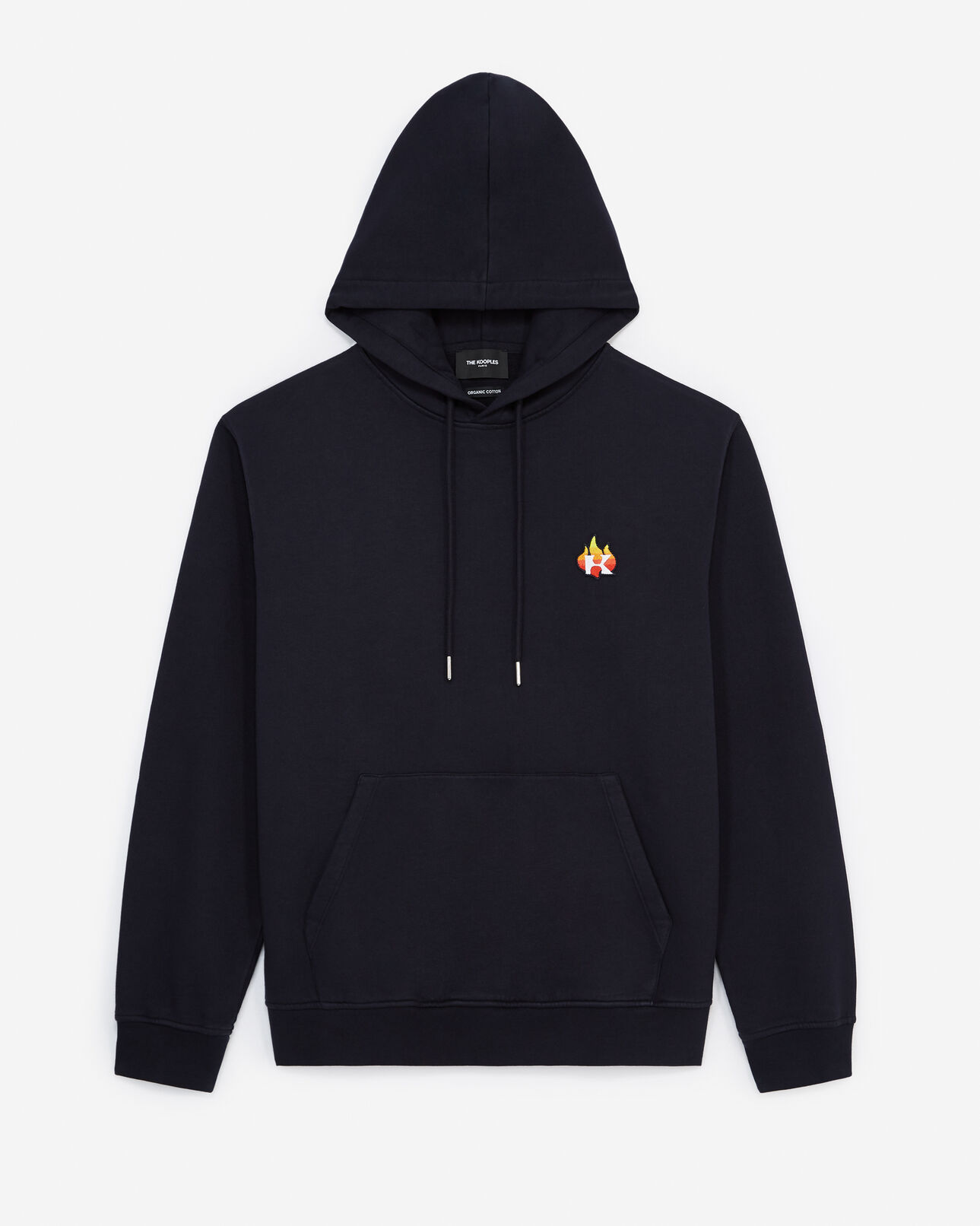 The Kooples MEN NAVY navy sweatshirt hood - embroidered flame logo