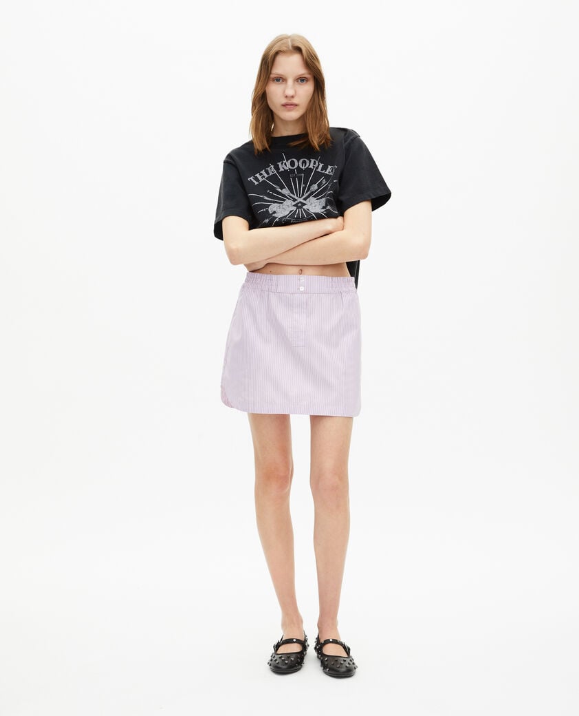 The Kooples WOMEN BLACK WASHED t-shirt with faded black rhinestone screen print