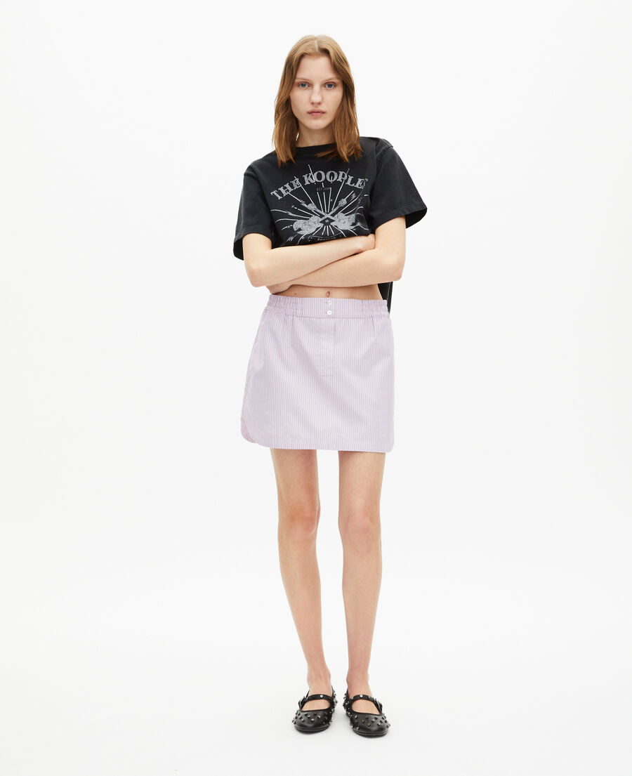 The Kooples WOMEN BLACK WASHED t-shirt with faded black rhinestone screen print