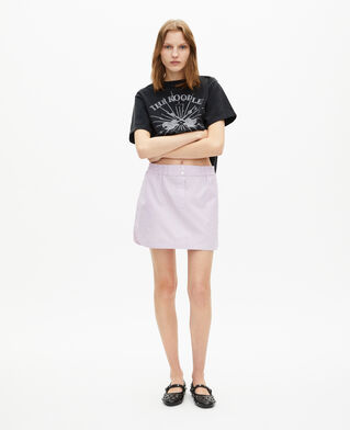 The Kooples WOMEN BLACK WASHED t-shirt with faded black rhinestone screen print