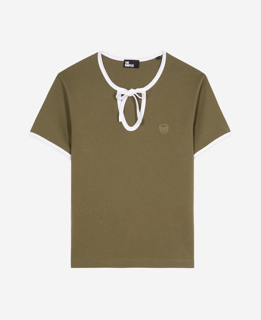 The Kooples F KAKI khaki t-shirt with drop collar