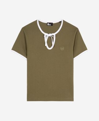 The Kooples F KAKI khaki t-shirt with drop collar