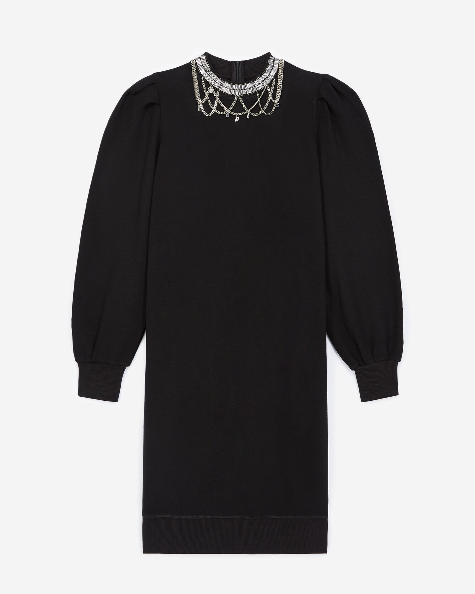Robe avec collier bijoux au col, BLACK, hi-res image number null