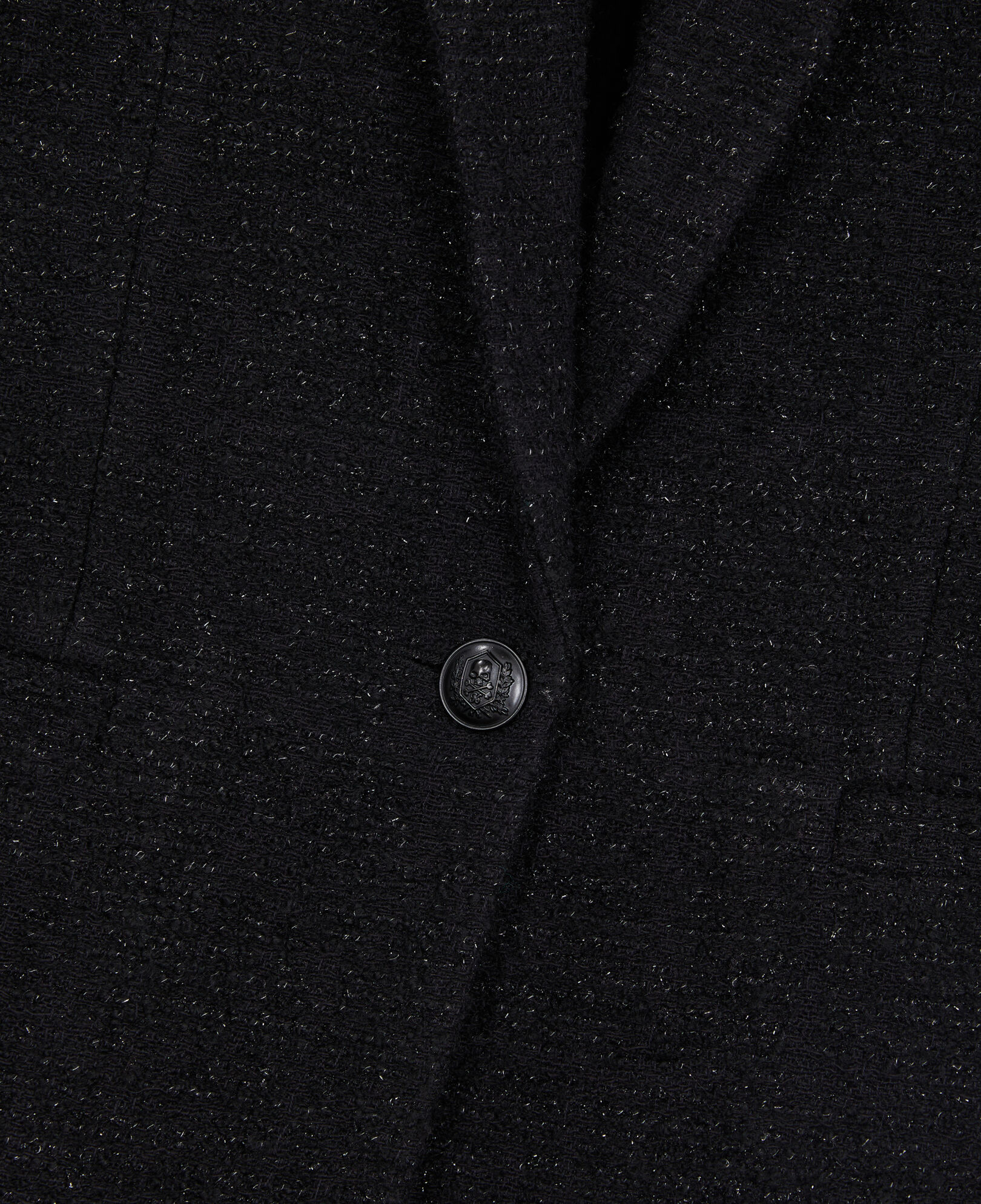 The Kooples WOMEN BLACK black tweed blazer with silver details