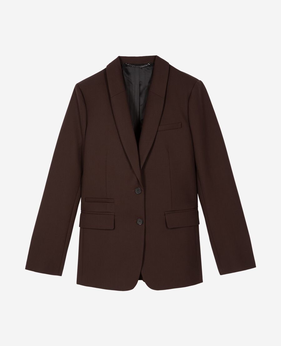 The Kooples DAMEN BROWN braune, maßgeschneiderte jacke aus wollmischung