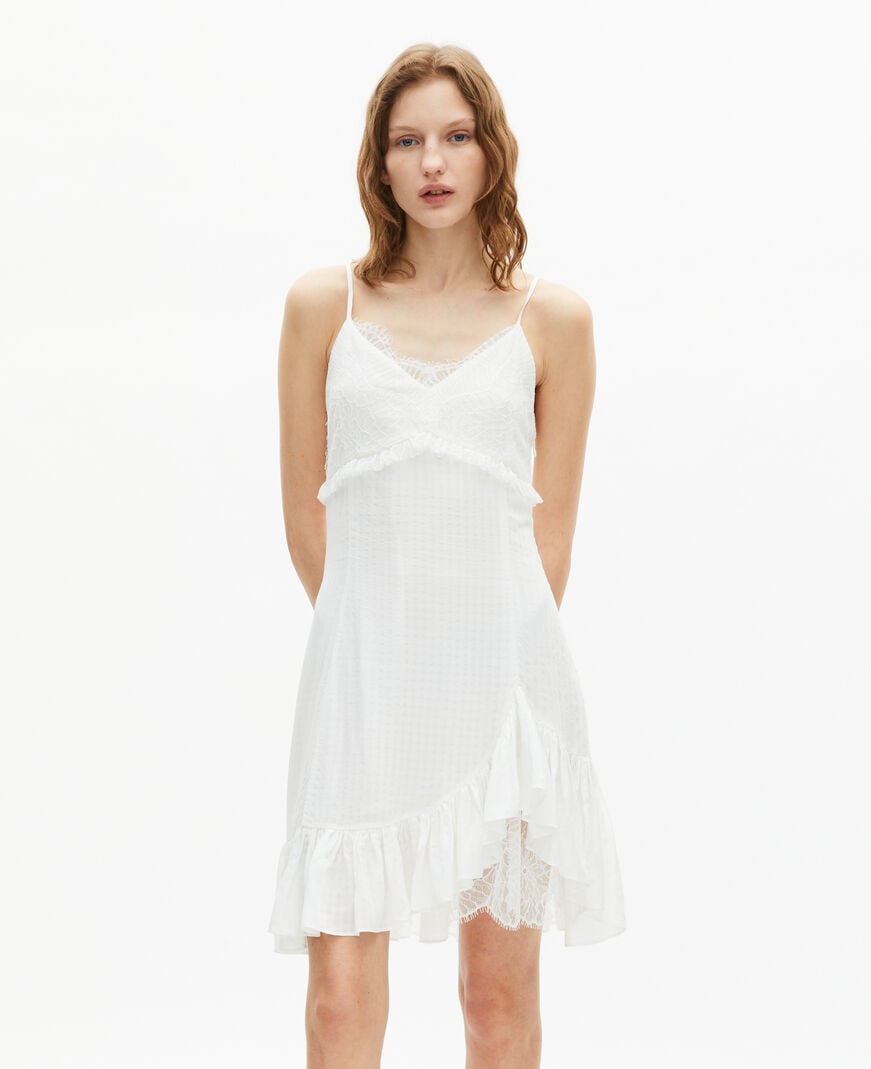 The Kooples WOMEN ECRU short dress with ecru lace