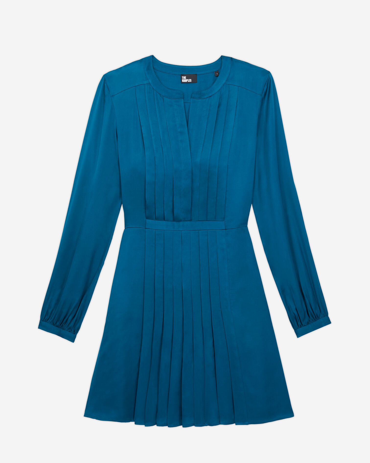 Robe courte bleue avec plissage, MEDIUM BLUE, hi-res image number null