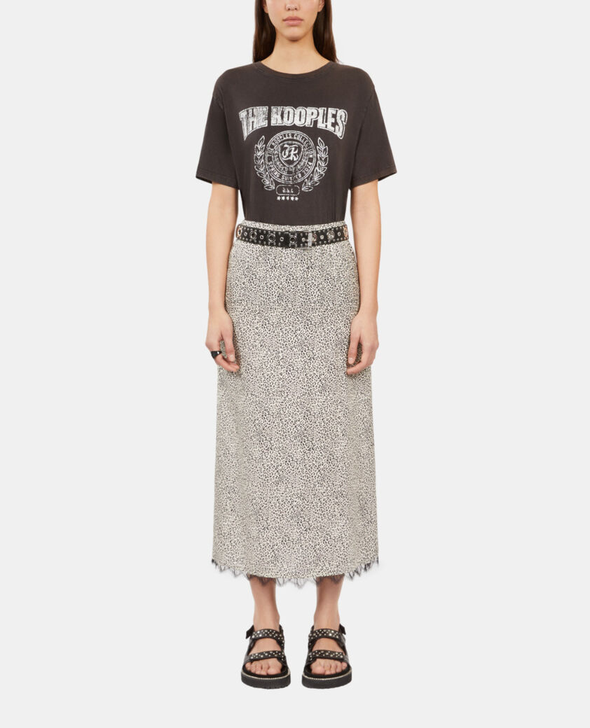 The Kooples WOMEN BLACK WHITE long printed skirt