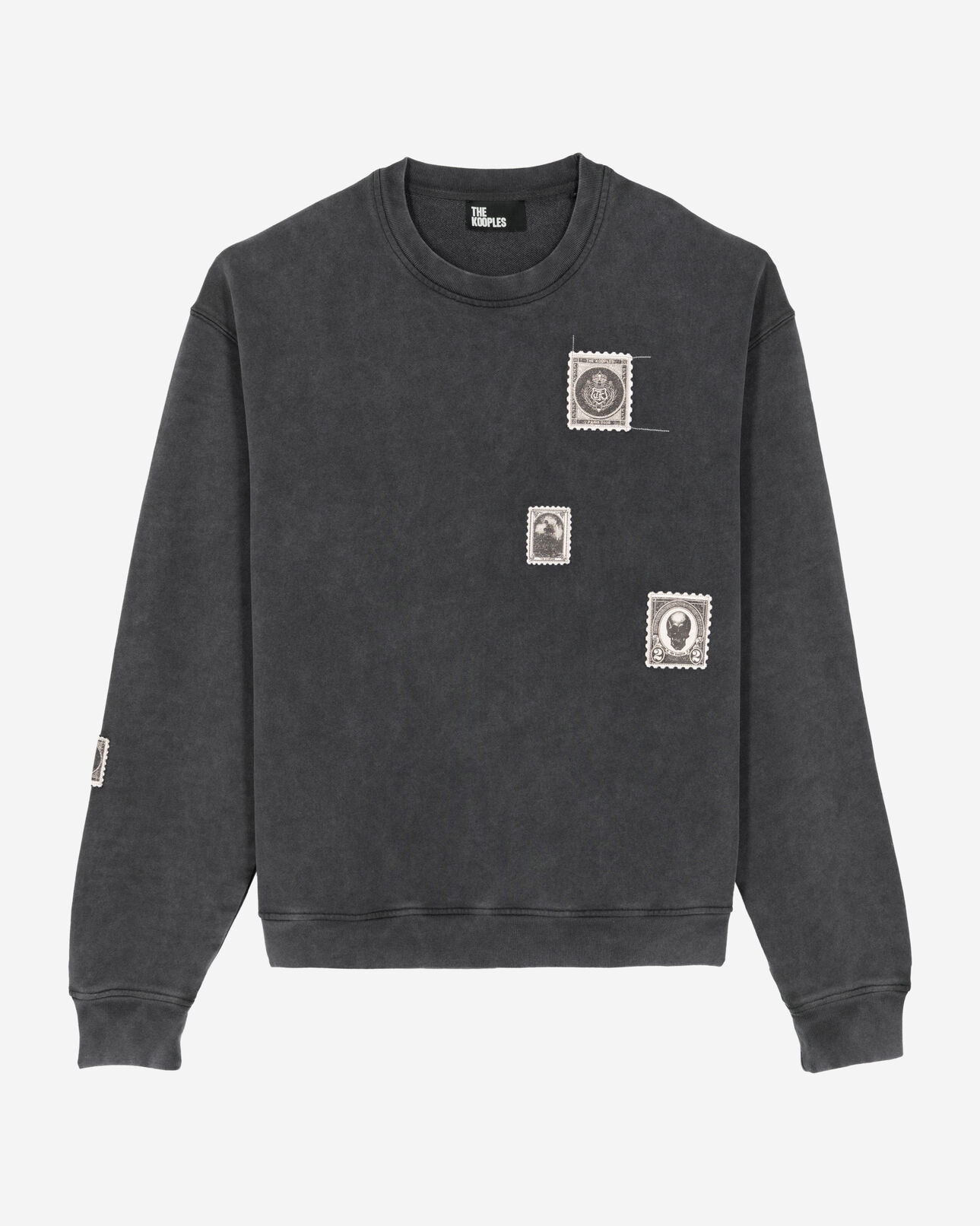 The Kooples HOMME BLACK WASHED sweatshirt avec patchs noir