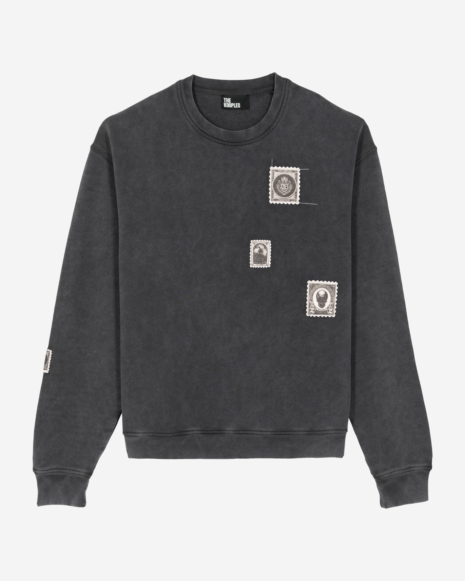 Sweatshirt avec patchs noir, BLACK WASHED, hi-res image number null