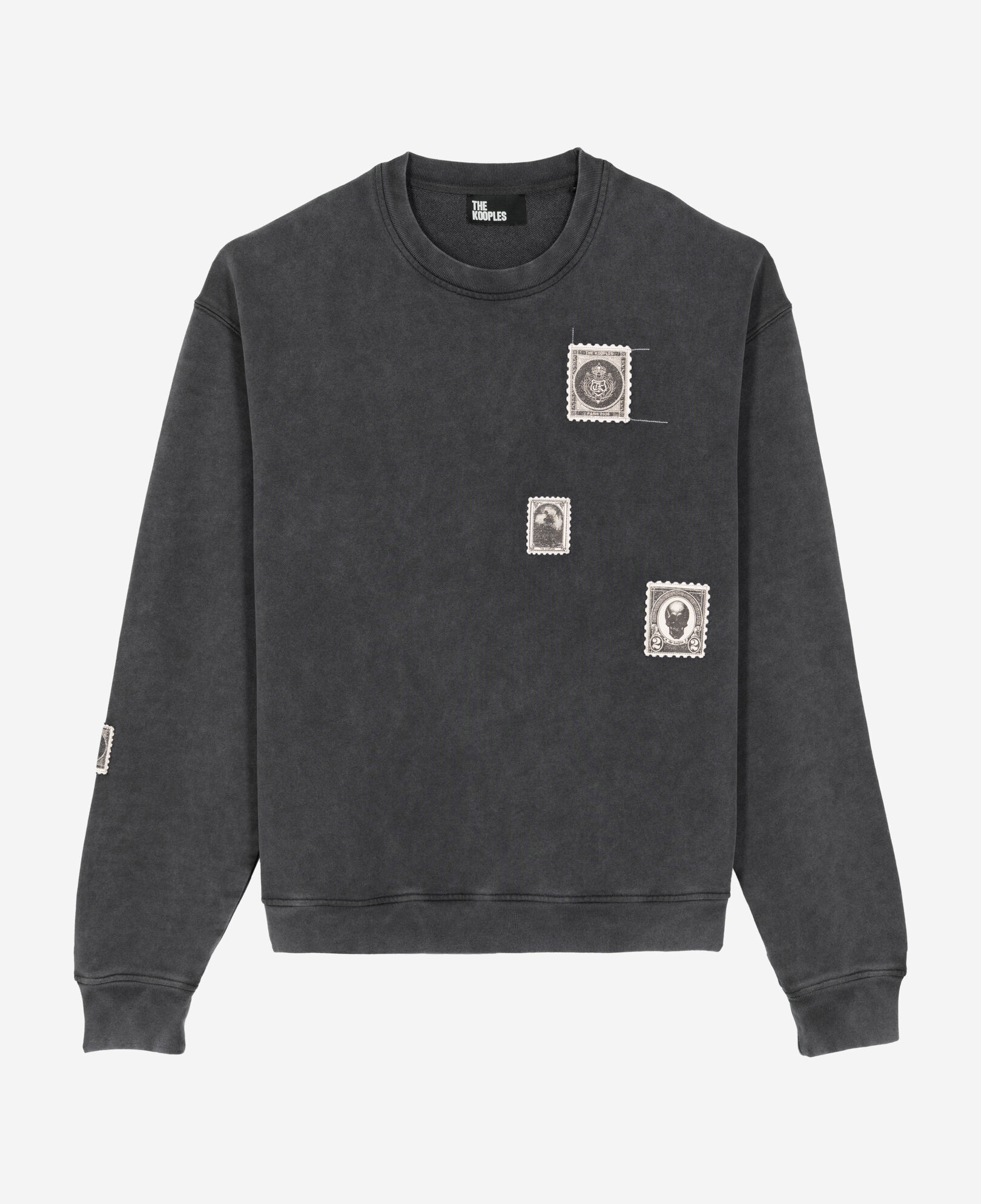 The Kooples HOMME BLACK WASHED sweatshirt avec patchs noir