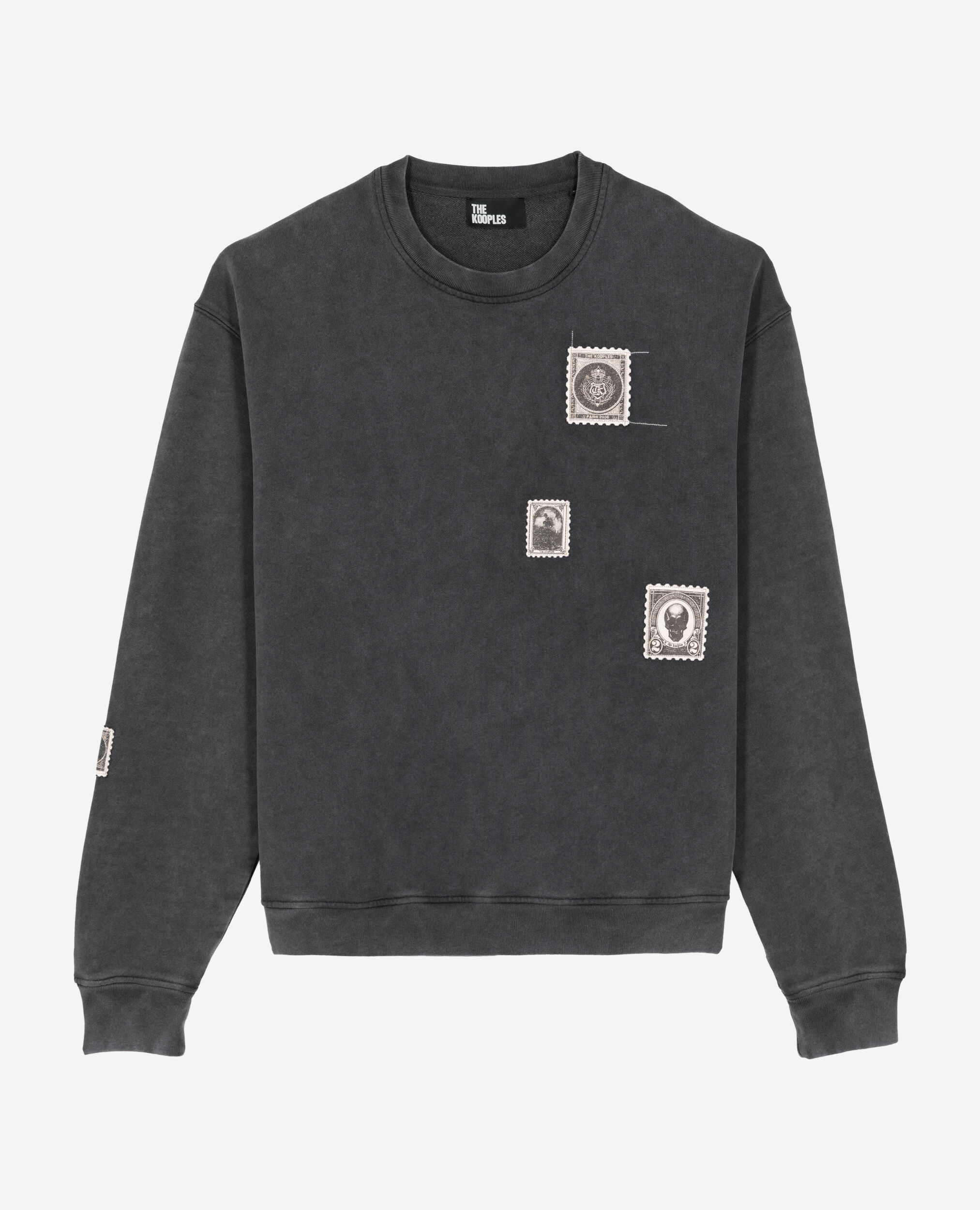 Sweatshirt avec patchs noir, BLACK WASHED, hi-res image number null