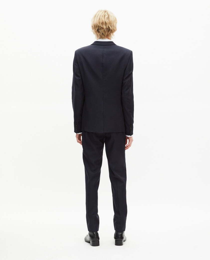 The Kooples HOMME DARK NAVY pantalon de costume en laine à ceinture intégrée bleu coupe ajustée