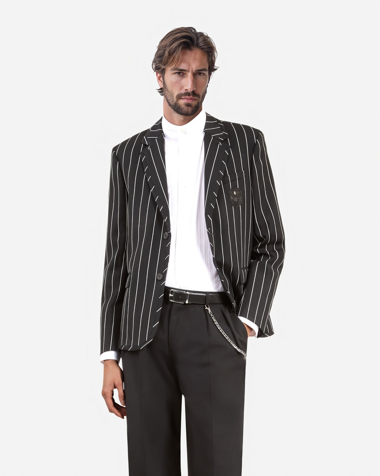 The Kooples HERREN BLACK WHITE schwarze gestreifte jacke