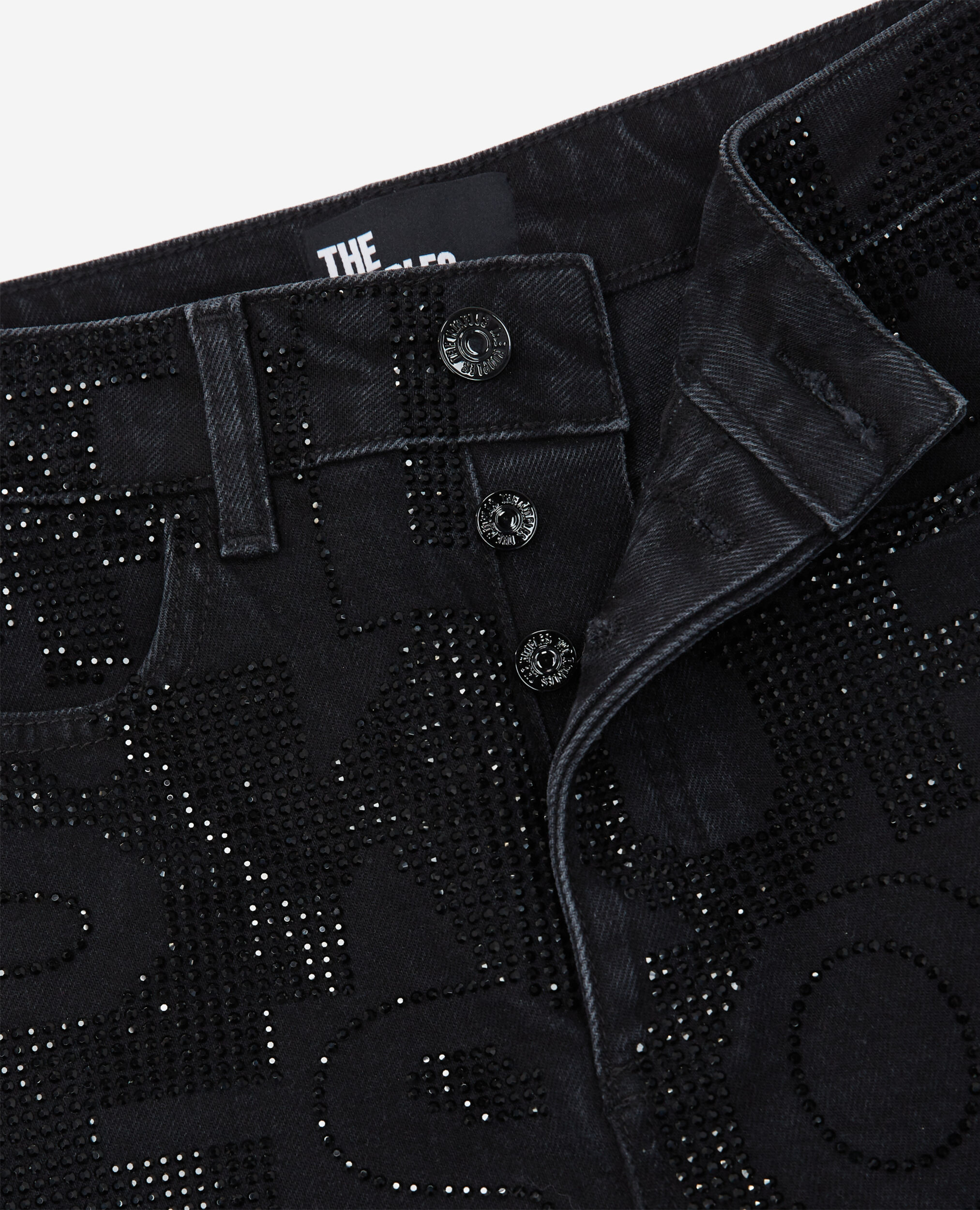 Jean slim logo et strass noir, BLACK WASHED, hi-res image number null