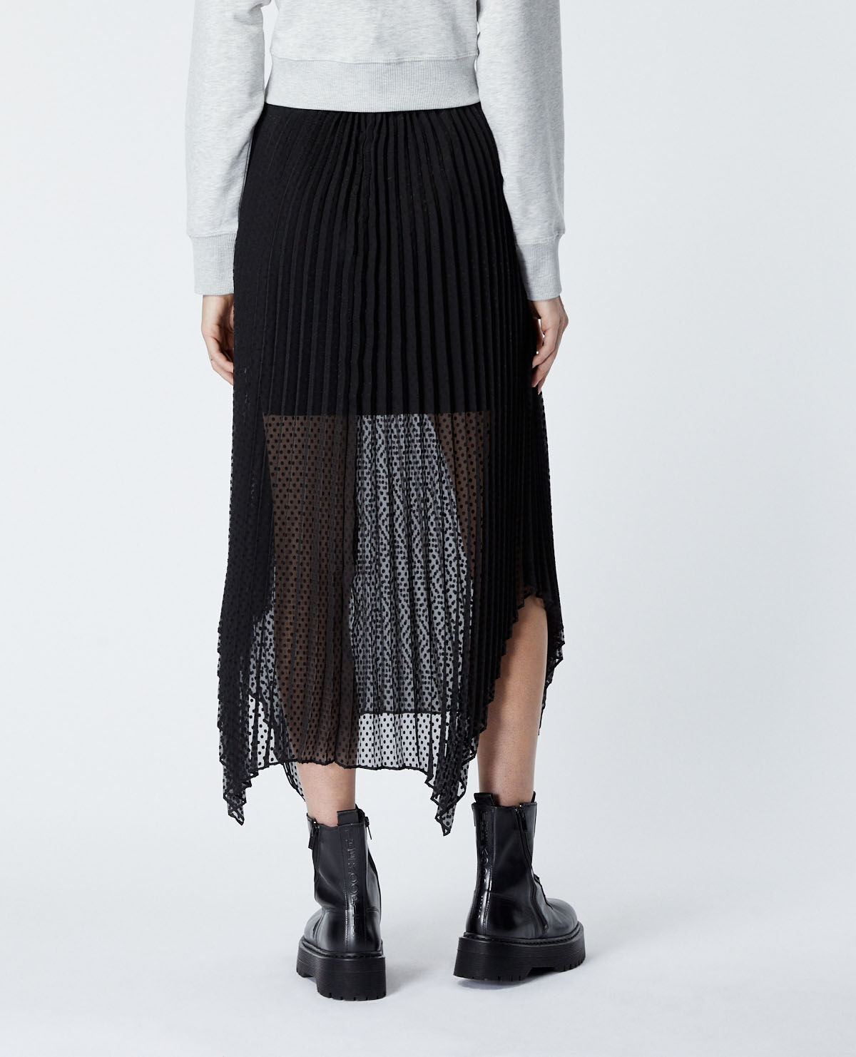 Jupe longue pliss e noire plumetis The Kooples