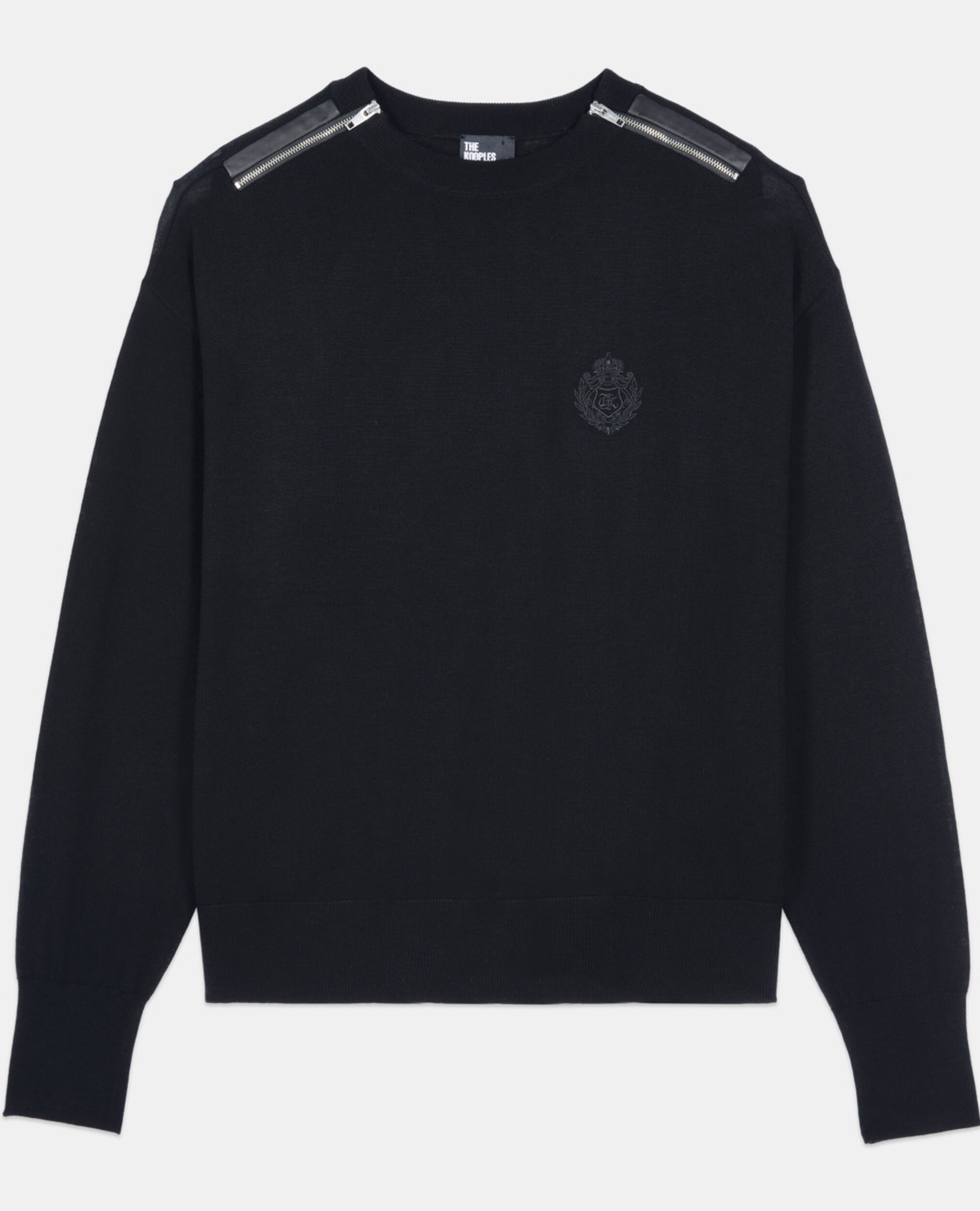 Pull en laine mérinos noir, BLACK, hi-res image number null