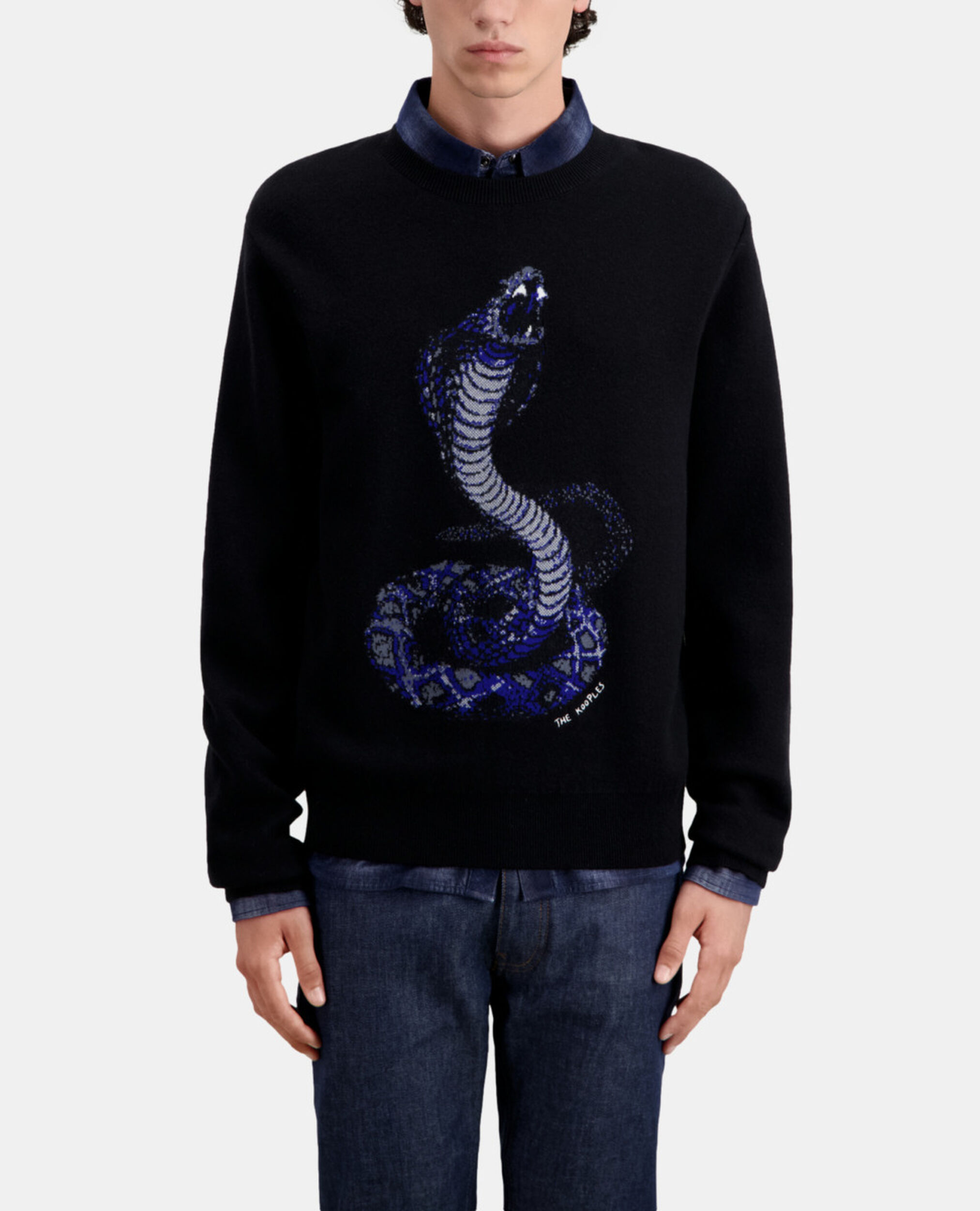Pull noir cobra en laine mélangée, BLACK, hi-res image number null