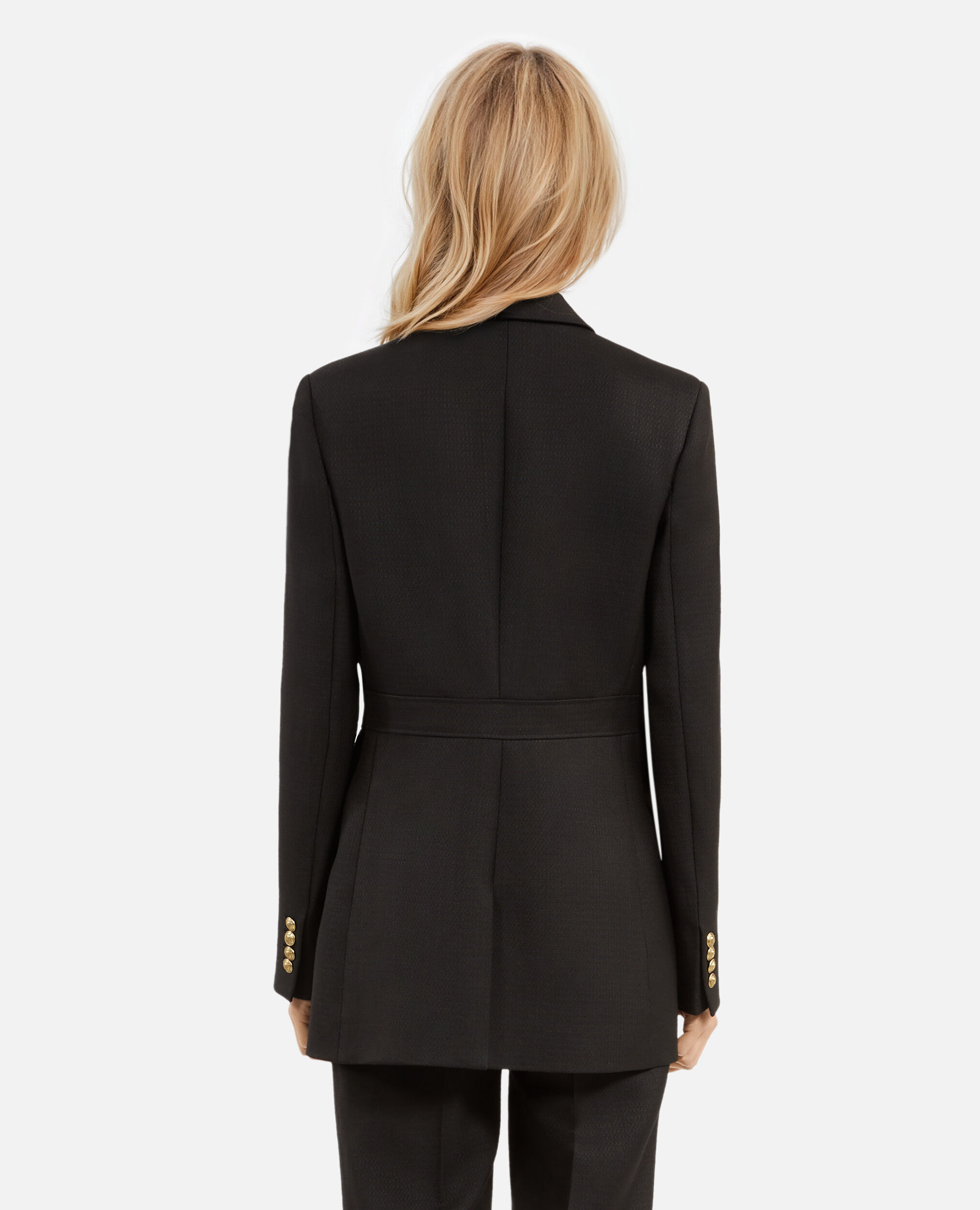Veste tailleur style saharienne noire, BLACK, hi-res image number null