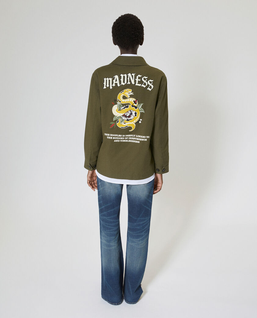 The Kooples FEMME KAKI blouson dos brod&eacute; en coton kaki