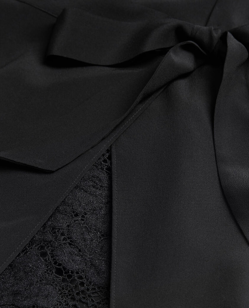 The Kooples WOMEN BLACK long black silk dress