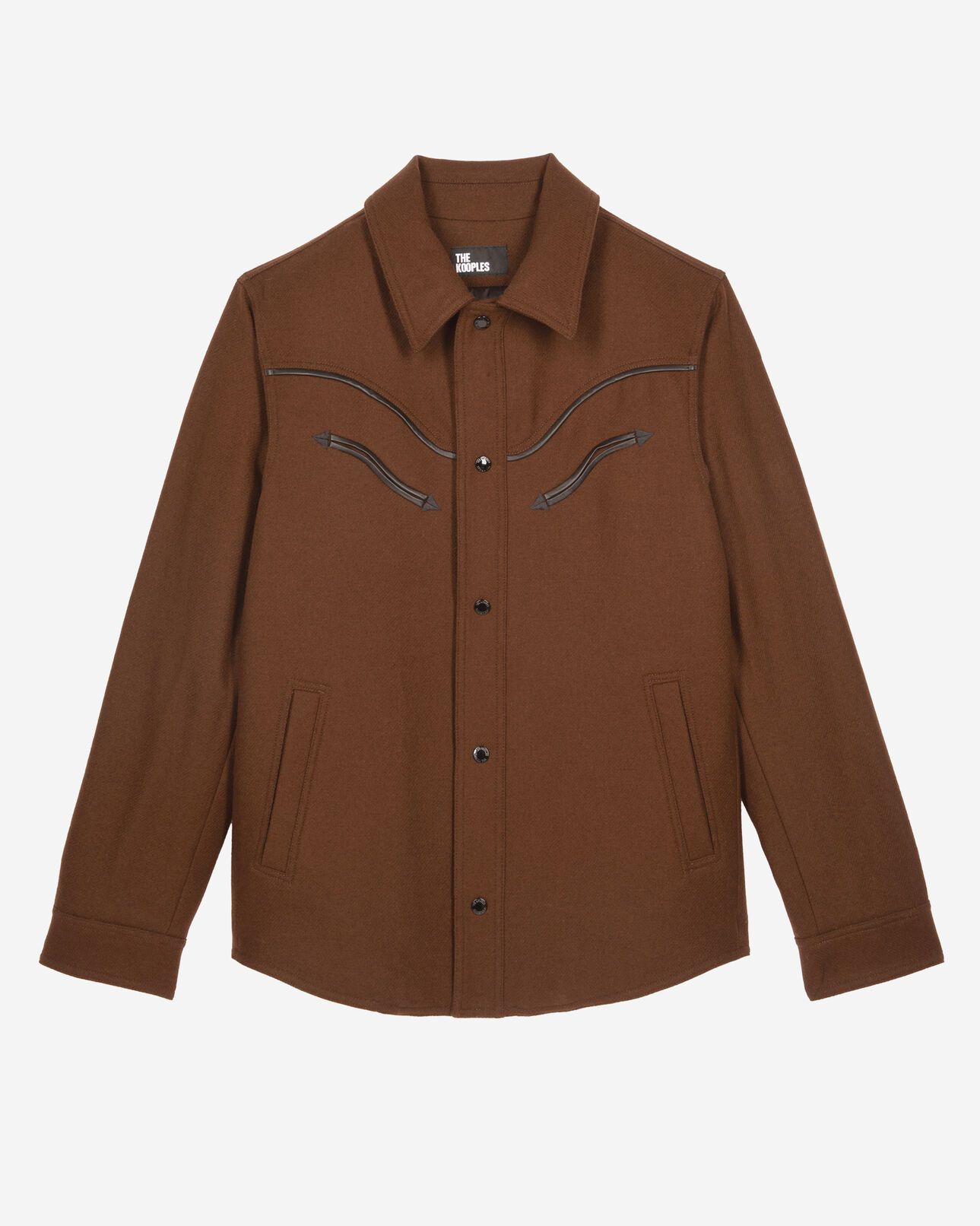 The Kooples MEN BROWN brown flannel overshirt-style jacket