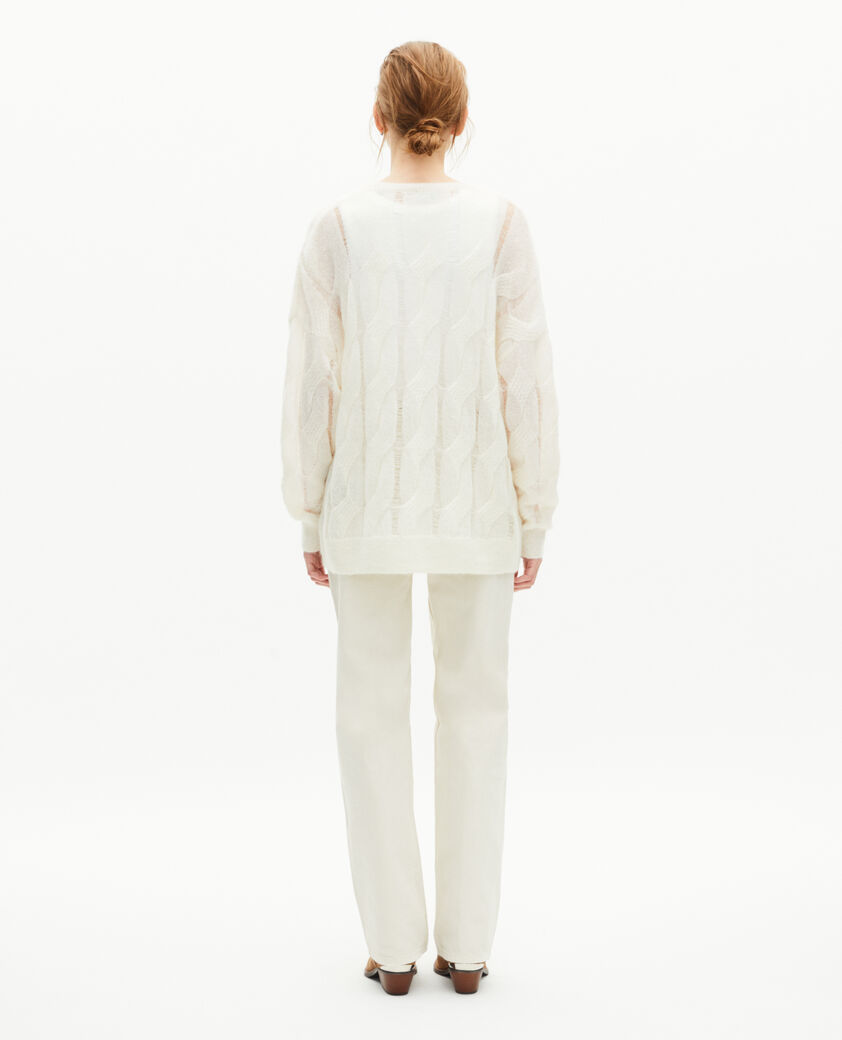 The Kooples DAMEN ECRU zopfmuster-pullover aus rohwei&szlig;em wollgemisch