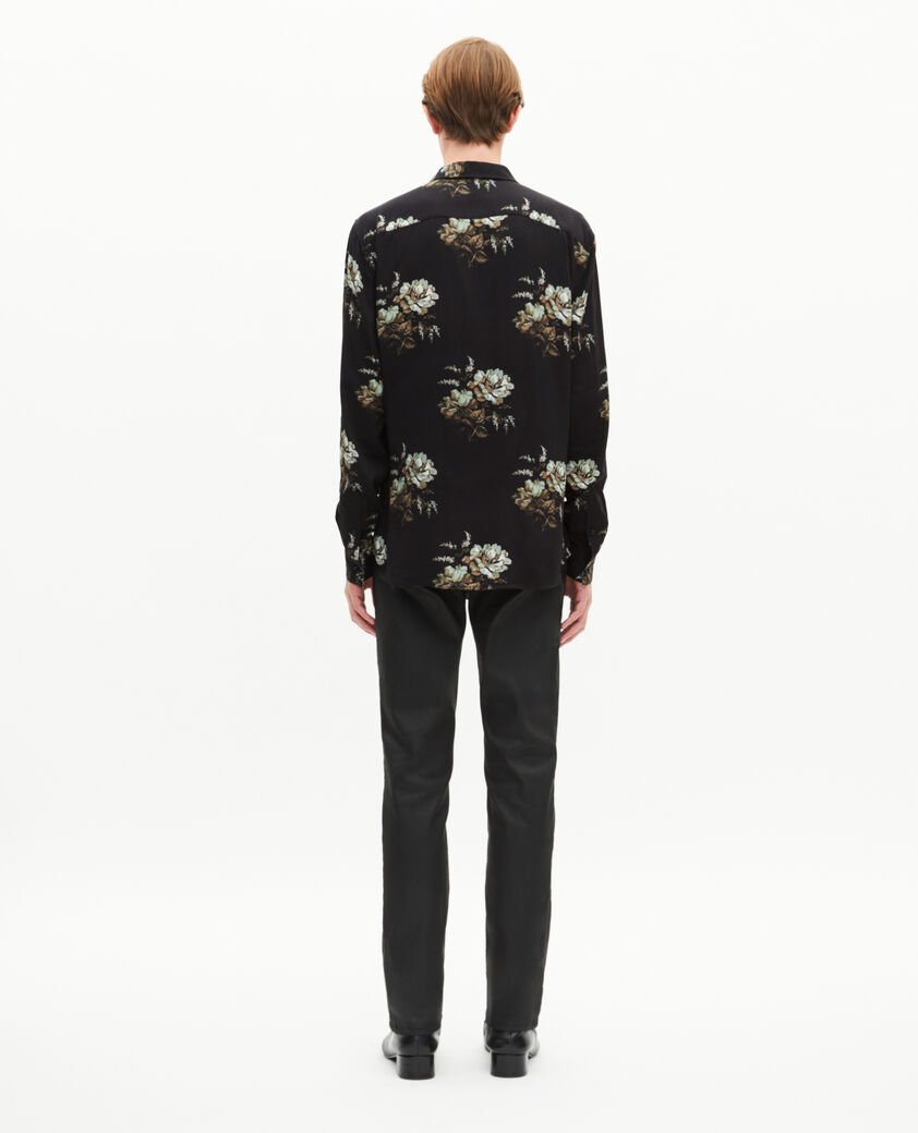 The Kooples HOMME BLACK / GREEN / WHITE chemise imprimé fleuri verte et noire