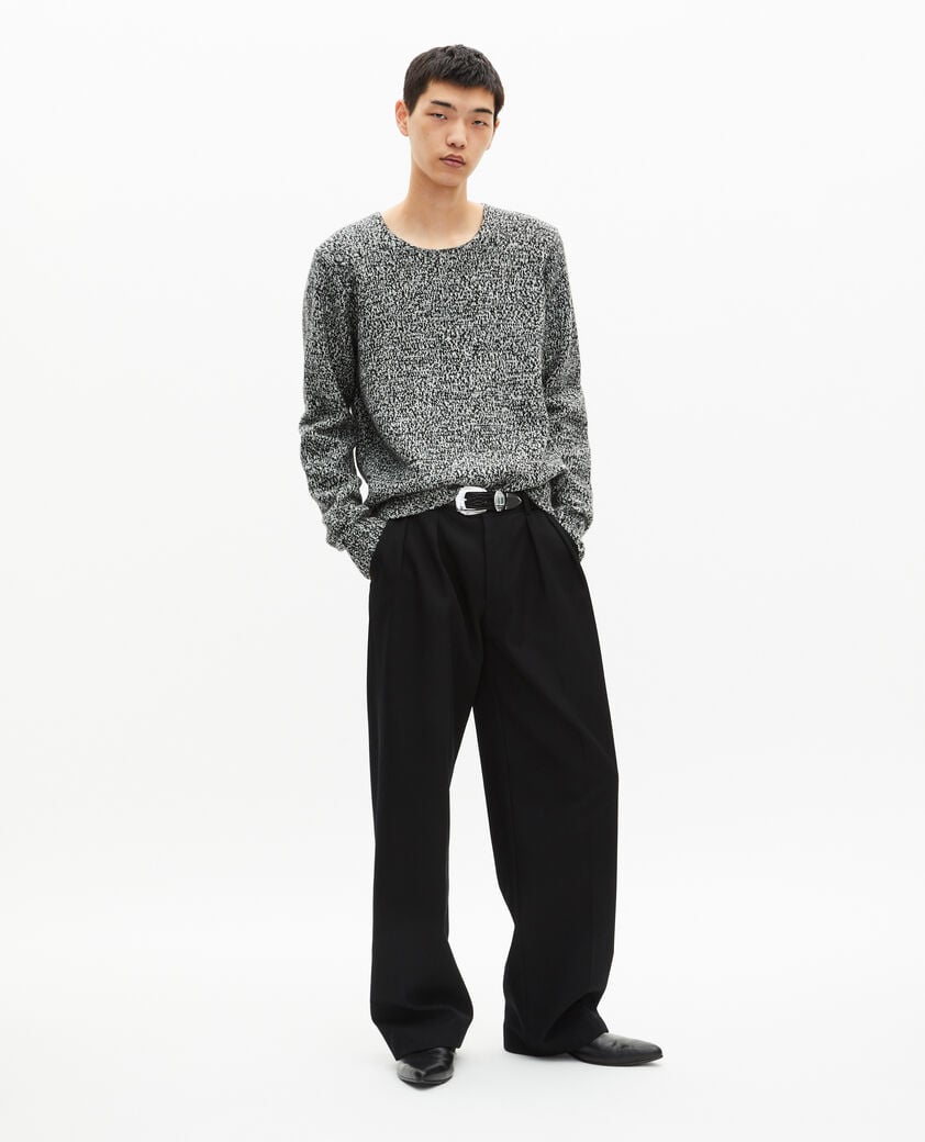 The Kooples HERREN BLACK WHITE mouliné-pullover in schwarz und weiß
