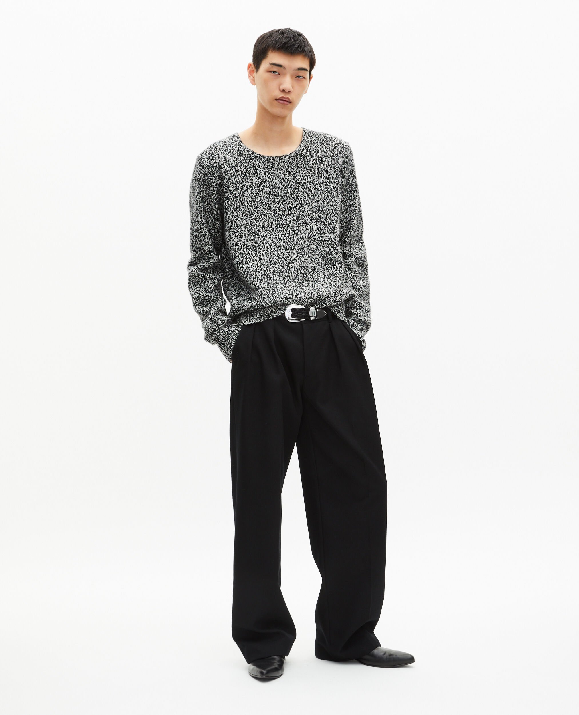 Mouliné-Pullover in Schwarz und Weiß, BLACK WHITE, hi-res image number null