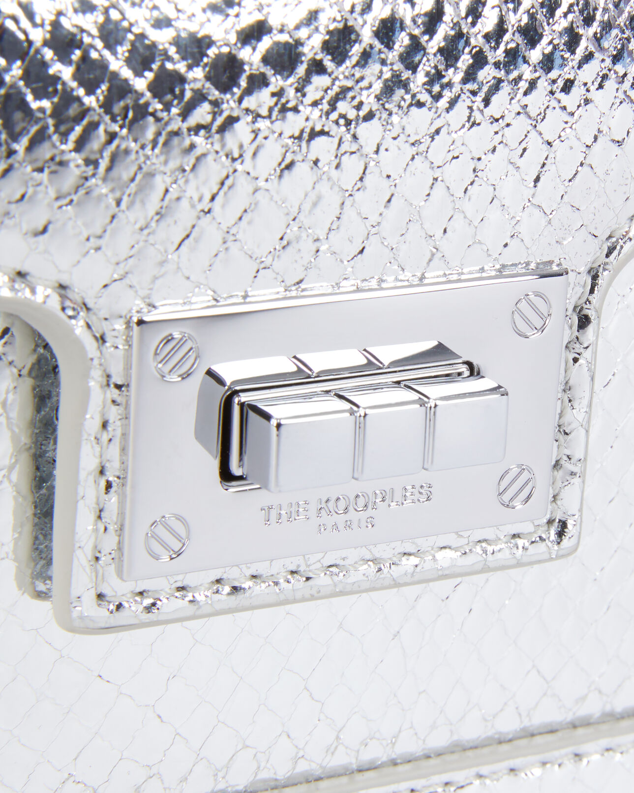 The Kooples WOMEN ANTIC SILVER emily chain bag in silver python-effect leather