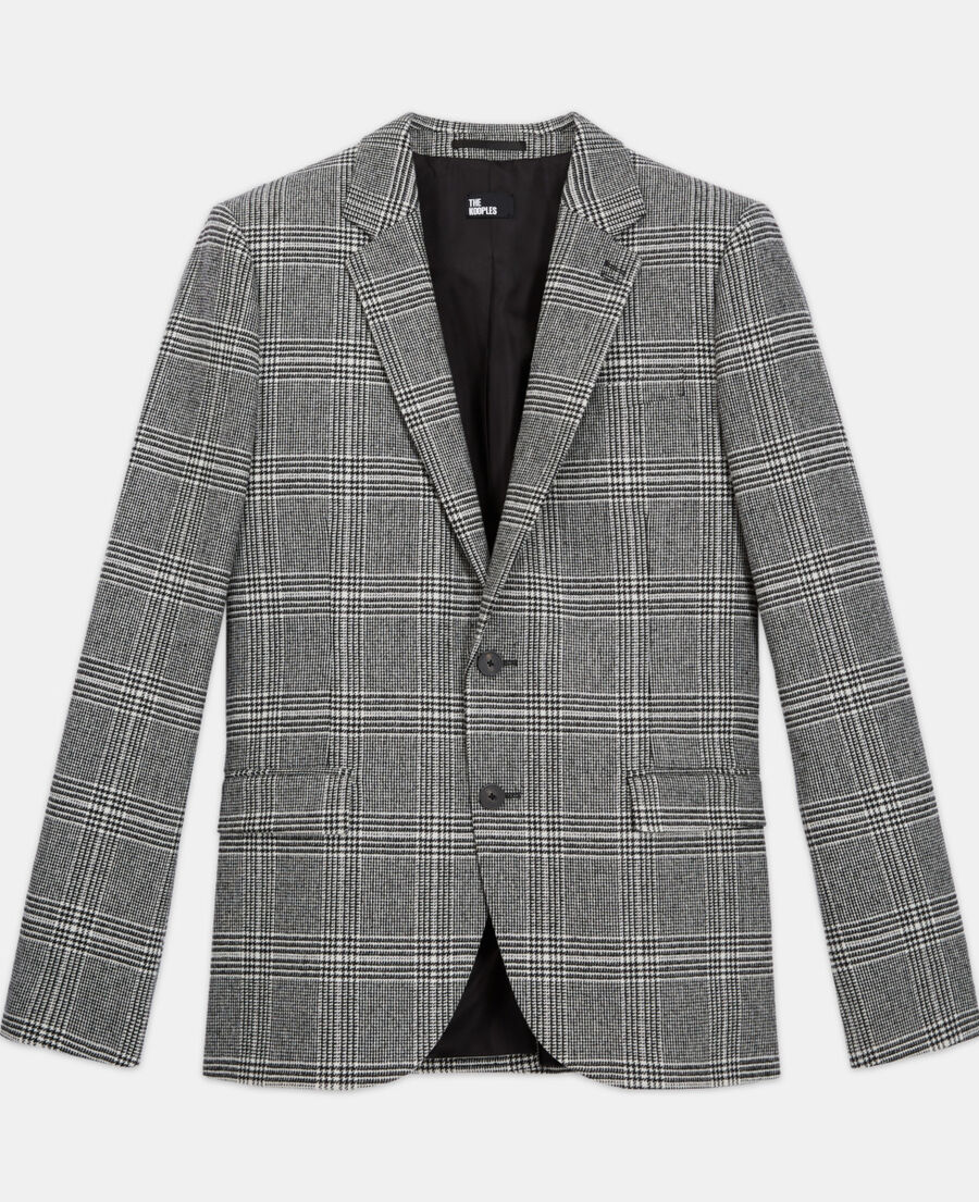 wool suit jacket with check motif