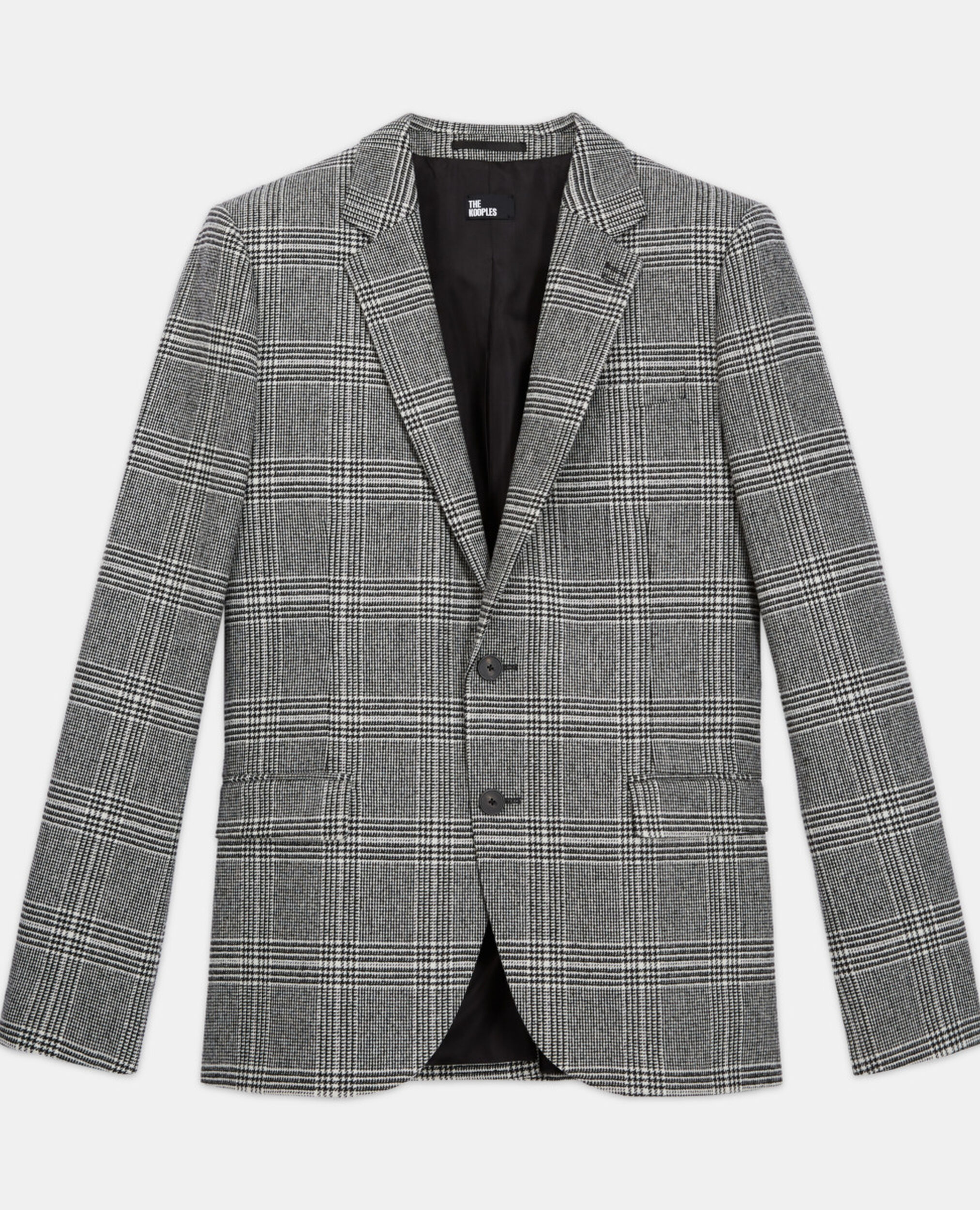 Wool suit jacket with check motif, BLACK WHITE, hi-res image number null