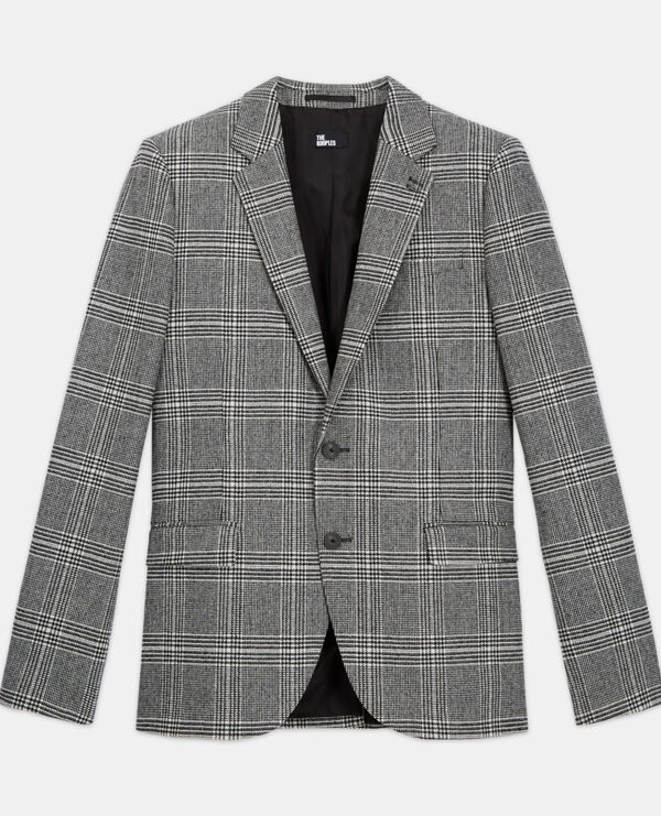 Wool suit jacket with check motif