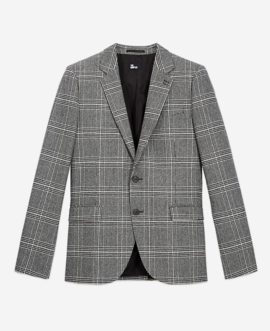wool suit jacket with check motif
