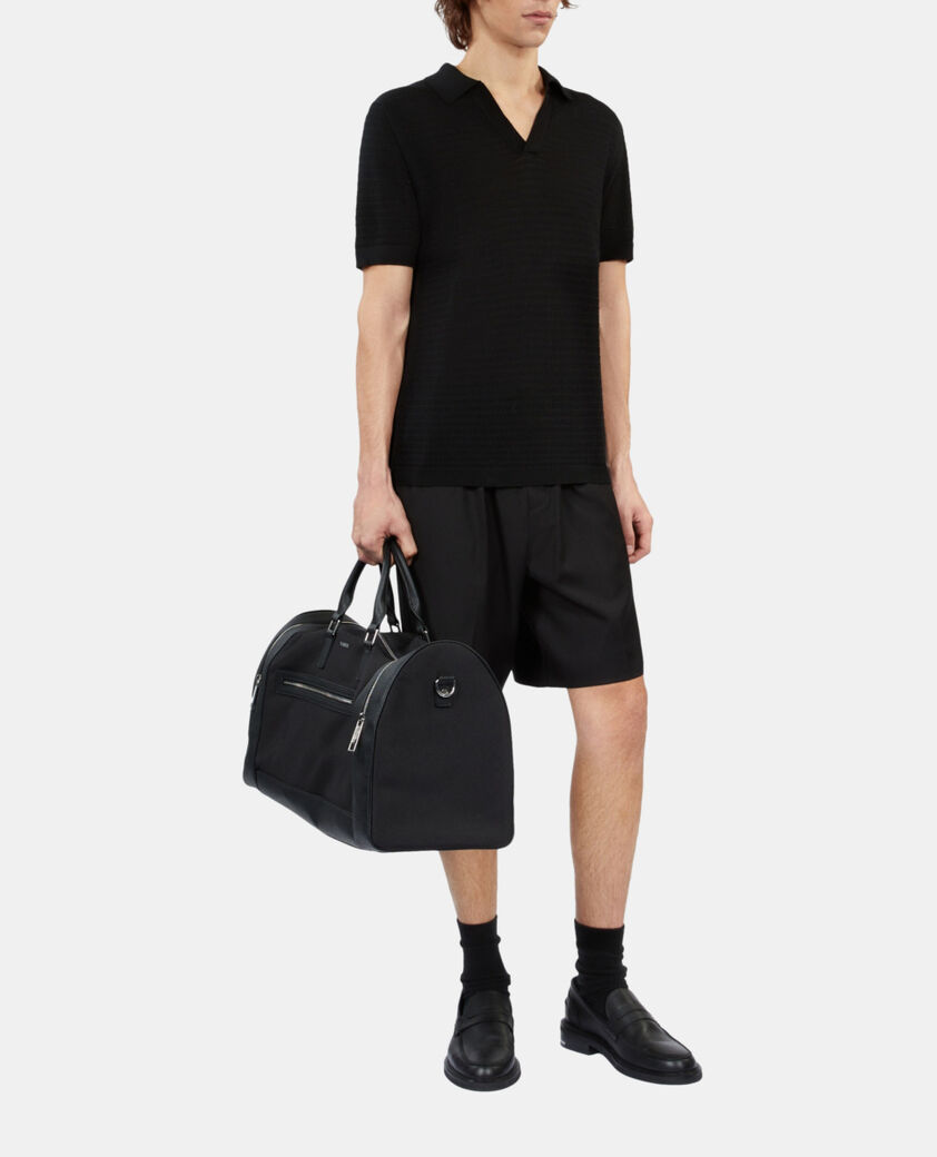 The Kooples HERREN BLACK schwarzes poloshirt aus strick mit ajour-details