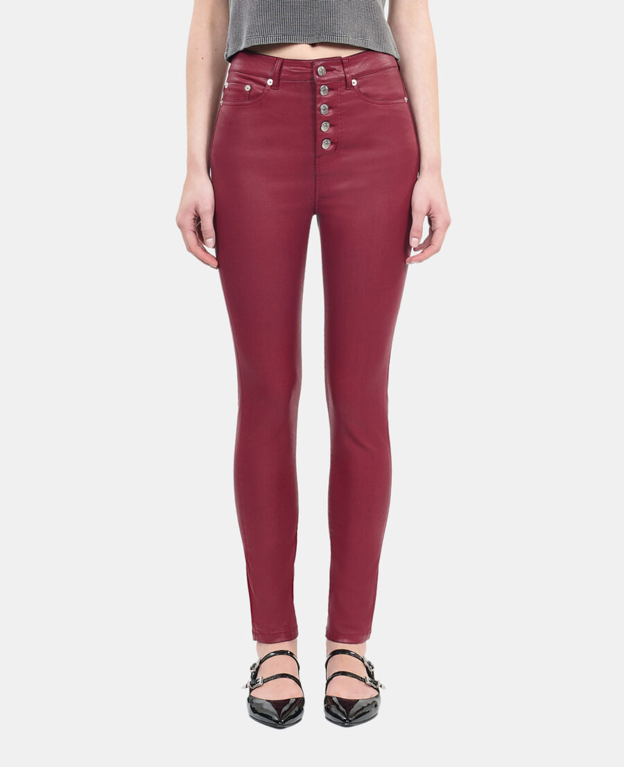 The Kooples F DARK RED red leather-effect skinny jeans