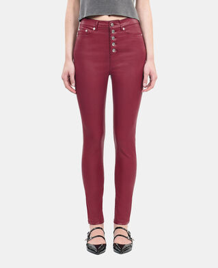 The Kooples F DARK RED red leather-effect skinny jeans