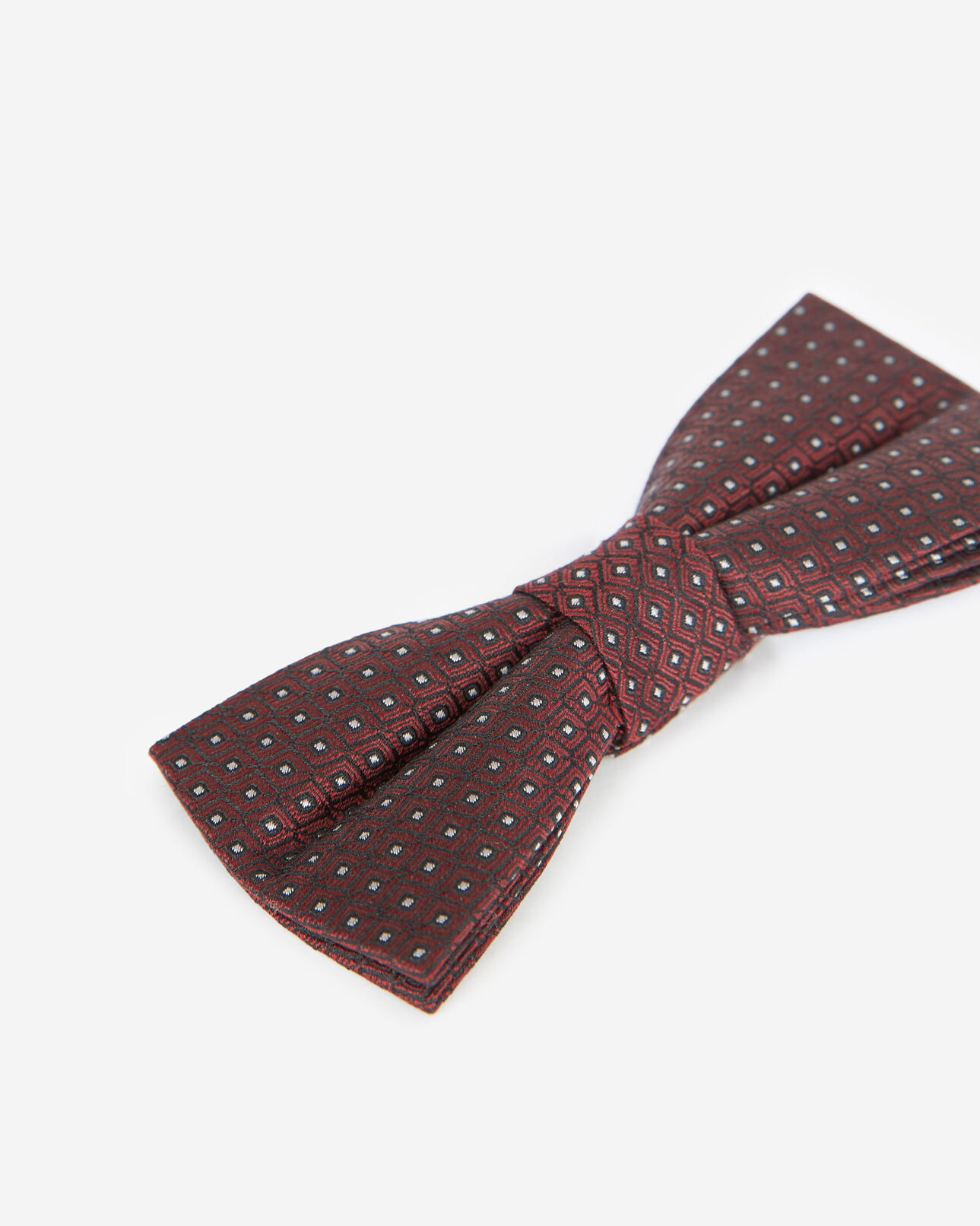 The Kooples MEN BORDEAUX silk burgundy bow tie with diamond motif