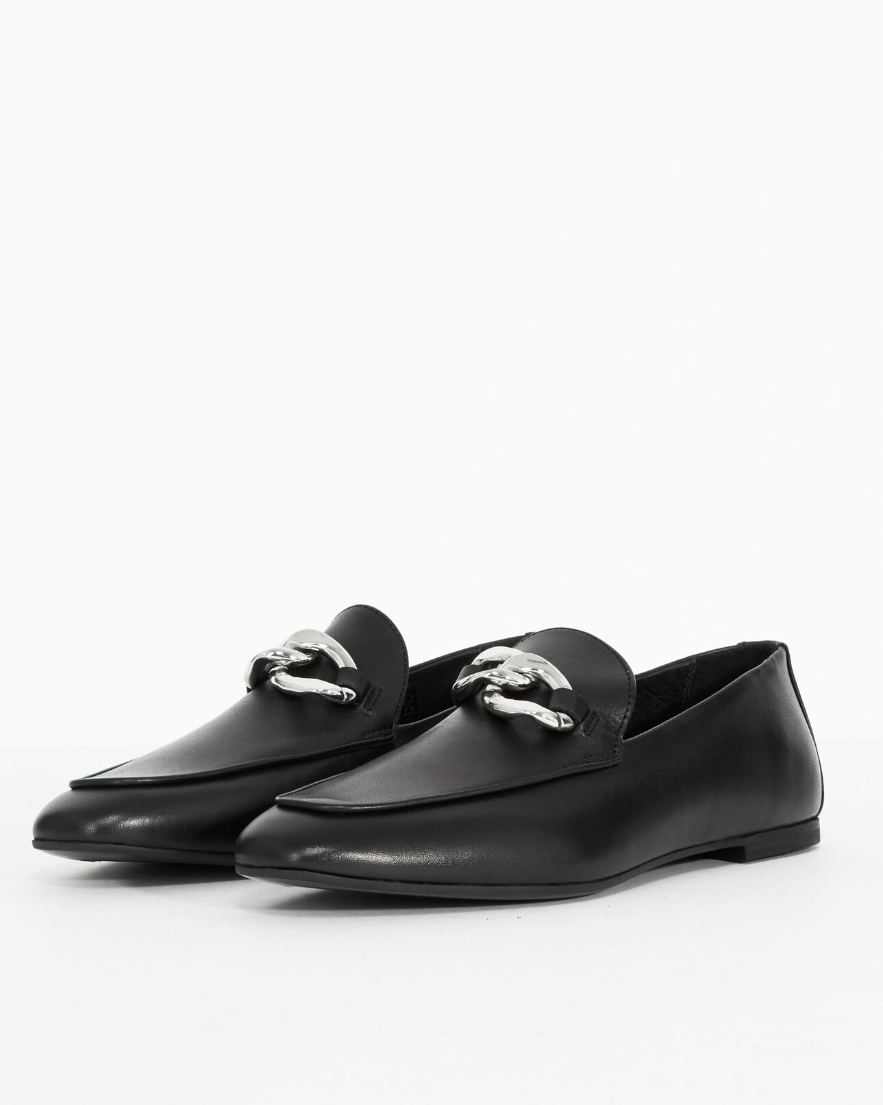 The Kooples DAMEN BLACK mokassins schwarz glattleder kettendetail
