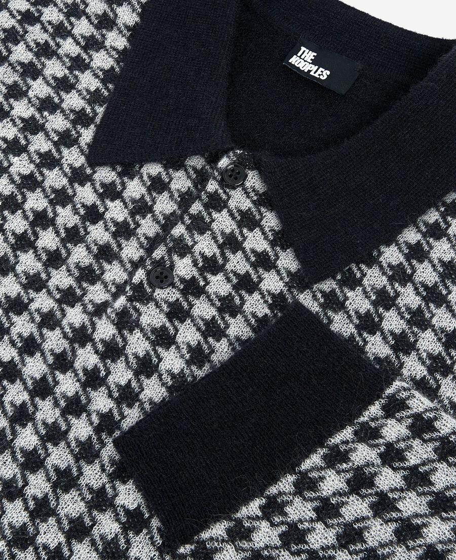 The Kooples HOMME BLACK WHITE pull en pied de poule noir