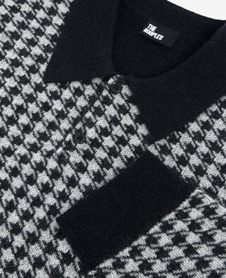 The Kooples HOMME BLACK WHITE pull en pied de poule noir