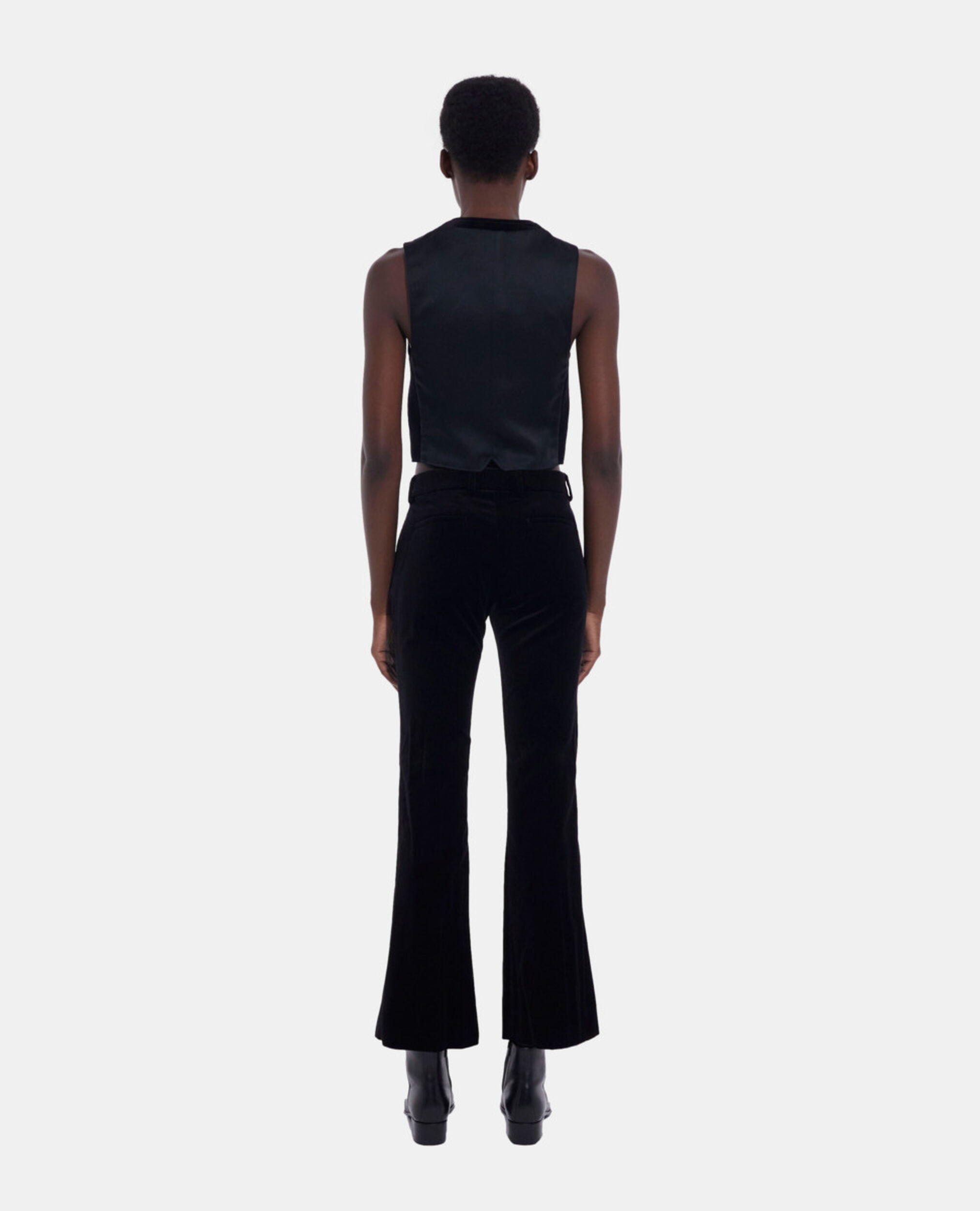Black velvet flared suit pants, BLACK, hi-res image number null
