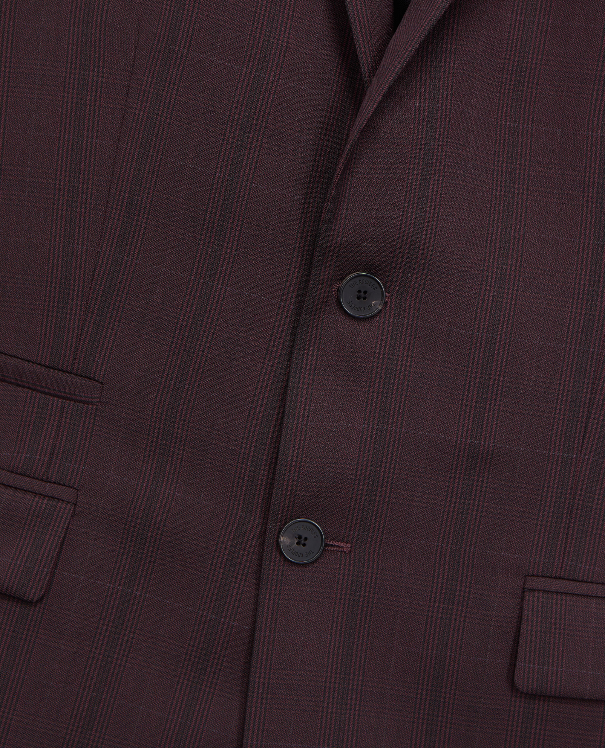 Burgundy checked wool suit jacket, BORDEAUX, hi-res image number null